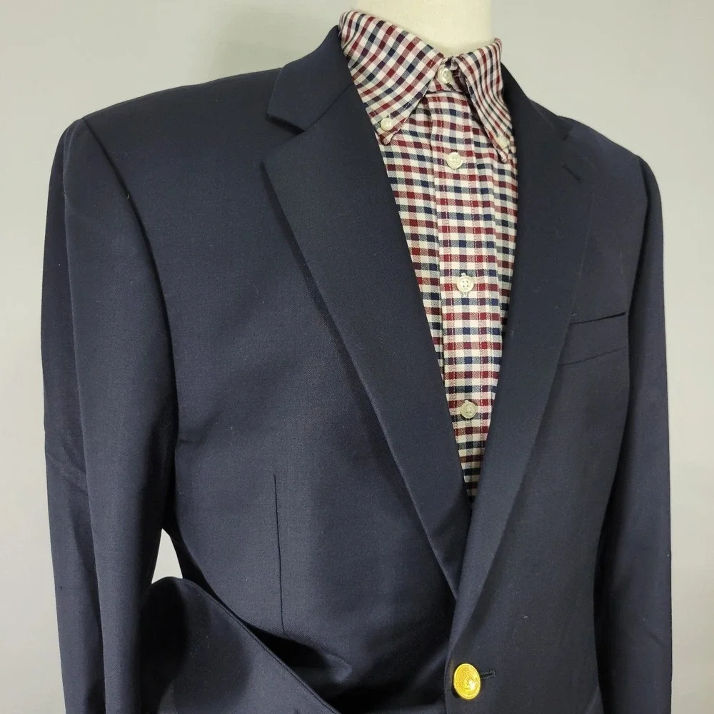 Lauren‎ Ralph Lauren Men's Sport Coat Blazer Two Button Deep Navy Wool Sz 42L